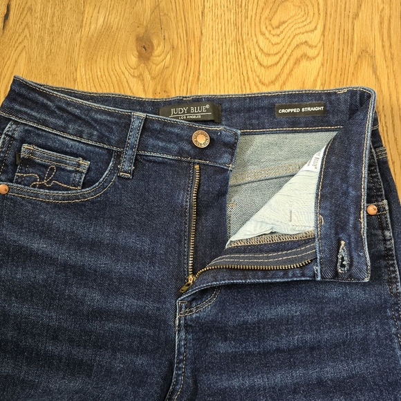 Judy Blue Cropped High Rise Straight Dark Wash Jeans Size 3 Or 26 - Picture 12 of 13